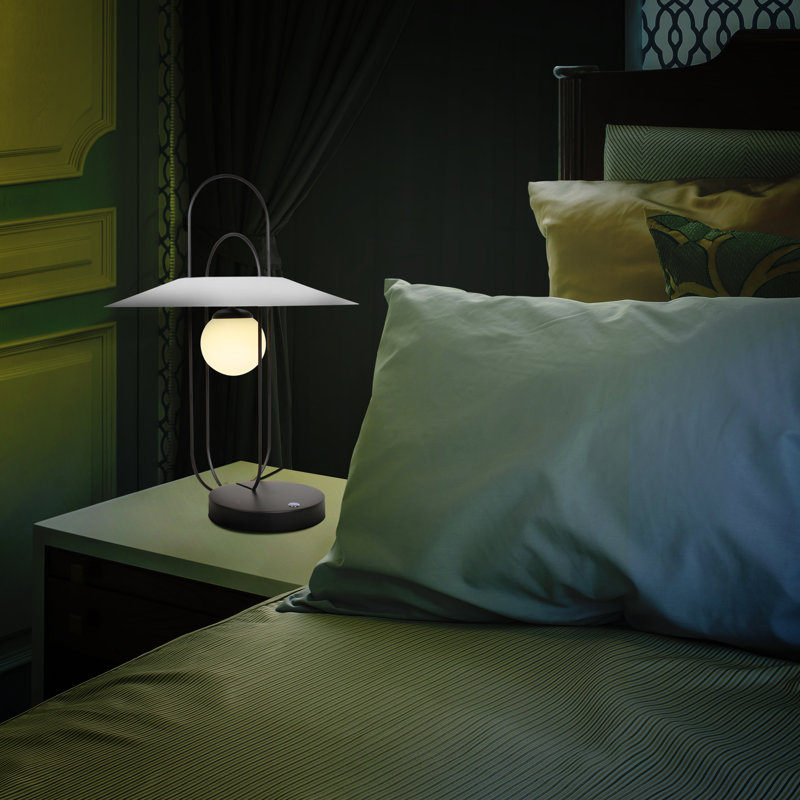 Lyra 24-in Height Integrated LED ETL Certified Cage Table Lamp with Shade and Touch Sensor Dimming, Black