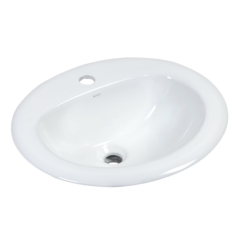 Ruvati 21 x 18 inch Drop In Topmount Bathroom Sink White Oval Porcelain Ceramic with Overflow