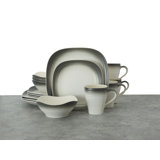 Mikasa Swirl Square 16-Piece Dinnerware Set, Service for 4