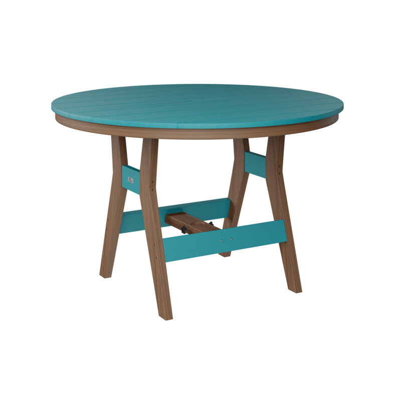 Berlin Gardens Harbor 48″ Round Dining Table, Antique Mahogany, 30.37" H x 48" W x 48" D, Aruba Blue