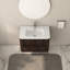 Meuble-lavabo flottant de 30 po avec deux tiroirs et lavabo en céramique blanche, armoire murale en noyer foncé