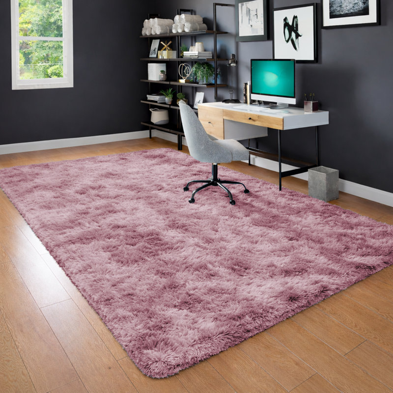 Standard Shag Area Rug, Tye Dye Pink/Lilac, Rectangle 60 x 110 cm