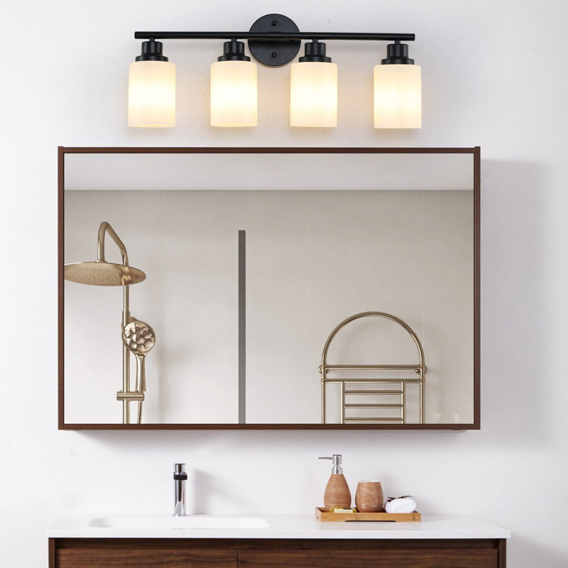 4-Light Modern Bathroom Vanity Light, Black