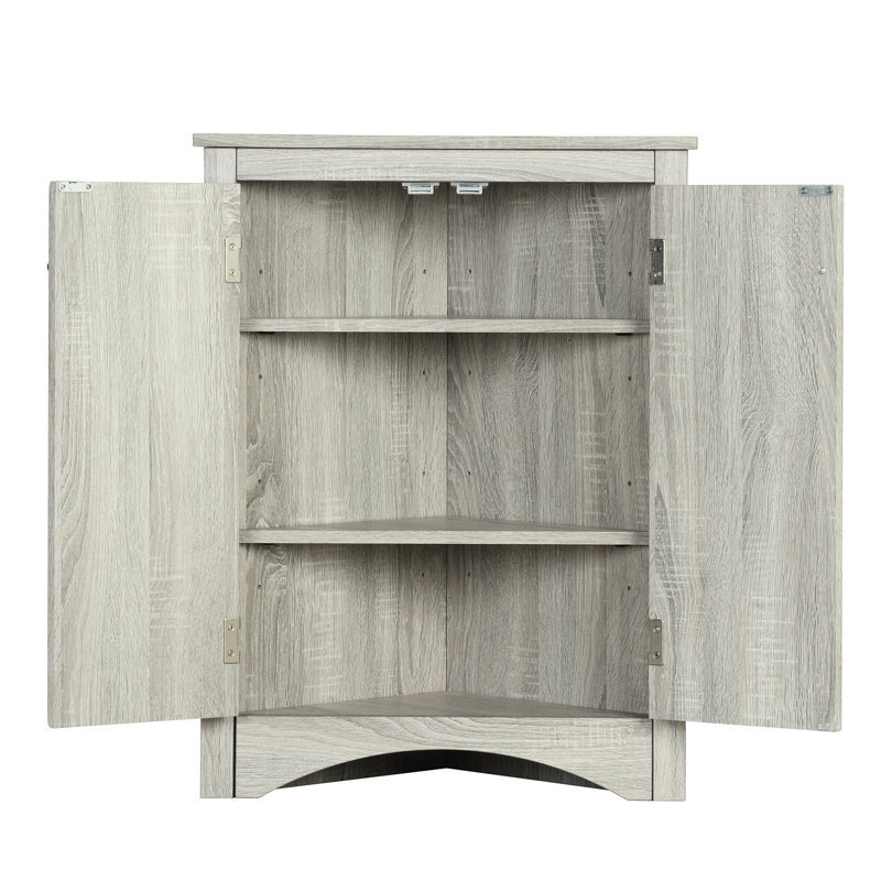 Adjustable Shelves Triangle Cabinet In Oak - With Bathroom, Oak