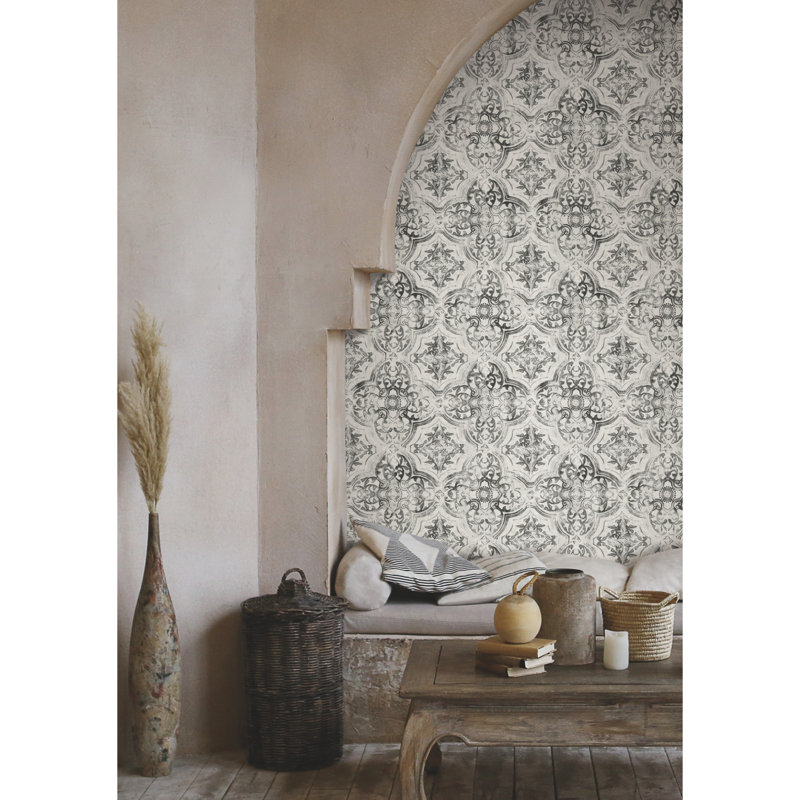 Rouleau de papier peint lisse L 33 po x l 20,5 po, Blanc / noir