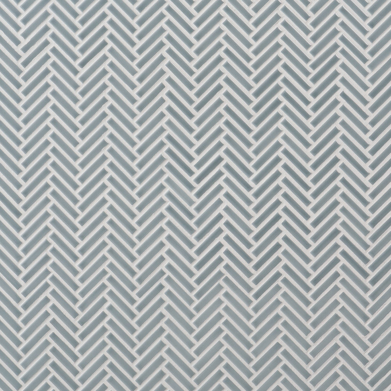 Monogram Herringbone 11.14 in. x 11.14 in. Glossy Porcelain Mosaic Floor And Wall Tile (0.86 Sq. Ft. / Each), Sky Blue