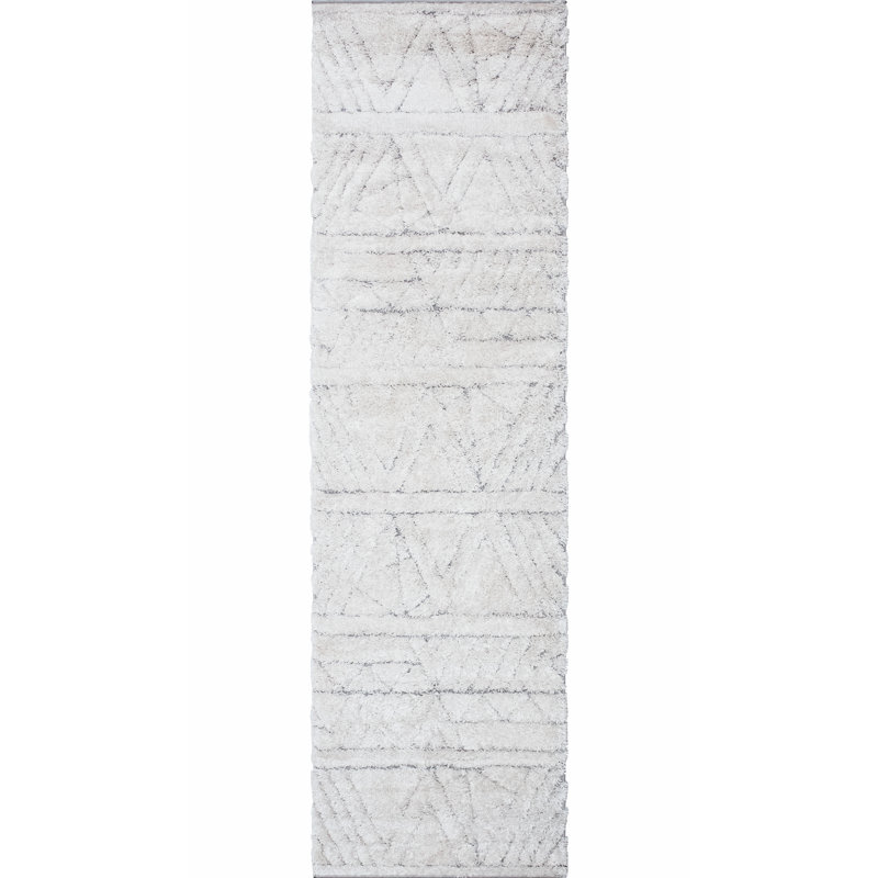Tapis ivoire à motif géométrique Monaco, Tapis de couloir 2 pi 8 po x 9 pi 8 po
