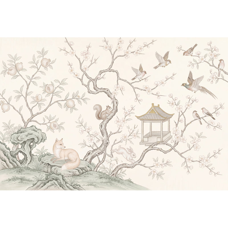 Papier peint chinois à branches murales amovibles, Texturé non collé, 200 po x 120 po