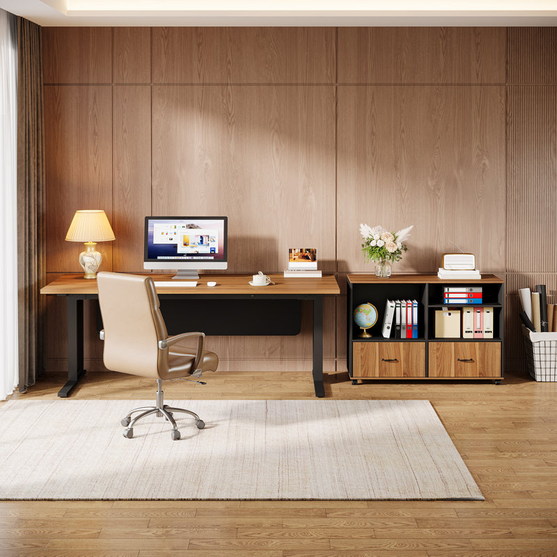 Forris L-Shaped Metal Base Executive Desk