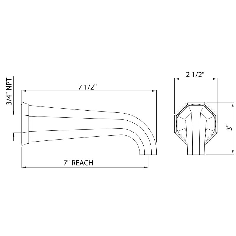 Deco™ Wall Mounted Tub Spout, Polished Chrome