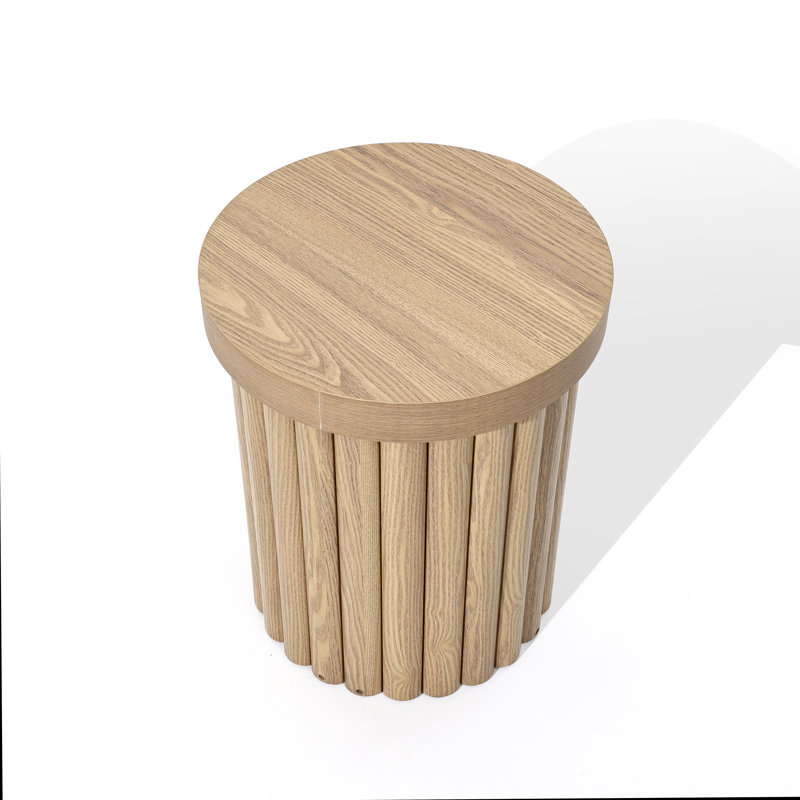 Carnegia Compact Fluted Round Side Table – Mid-Century Modern Style