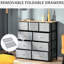 9 coffres de rangement. Organisez votre maison. Pliable pour économiser de l'espace. Fabrication sécuritaire. Fabrication de qualité. Commode de 12,08 po de largeur avec rangement en chêne et gris. Spacieux, pliable, avec dossier basculant