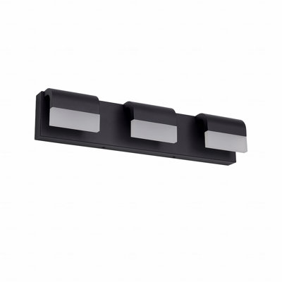 With Led Light Function Contemporary Vanity Light Fixtures Fixture For Bathroom Use Wall Light For Over Mirror Placement Matt In Black Finish Metal Material 3 Lights