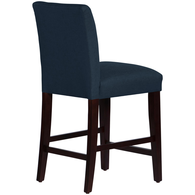 Tabouret de bar et de comptoir Hadrien, Tabouret de comptoir (siège d'une hauteur de 26 p, Lin bleu marine classique