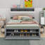 Grand lit plateforme en bois avec tête de lit, 4 tiroirs et range-chaussures, construction en pin massif, assemblage facile-2112048687