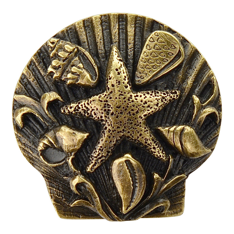 Poignée fantaisie de style tropical 1,3125 po, Laiton antique