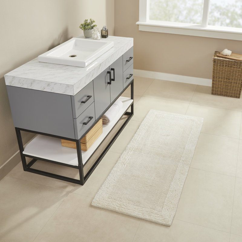 Fromma Cotton Blend Bath Rug, Ivory