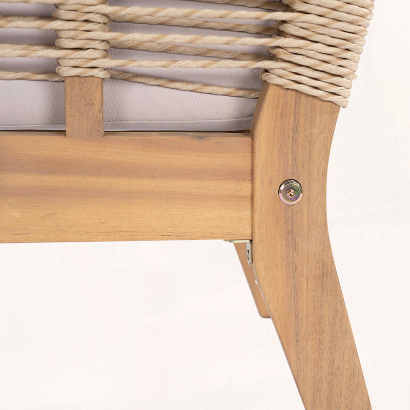 Acacia Wood Club Chairs Hand Woven Rope Set of Two