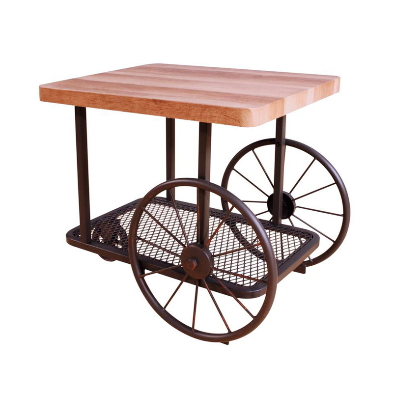 Kendig Industrial 28"L End Table with Storage in Oak and Antique Gray