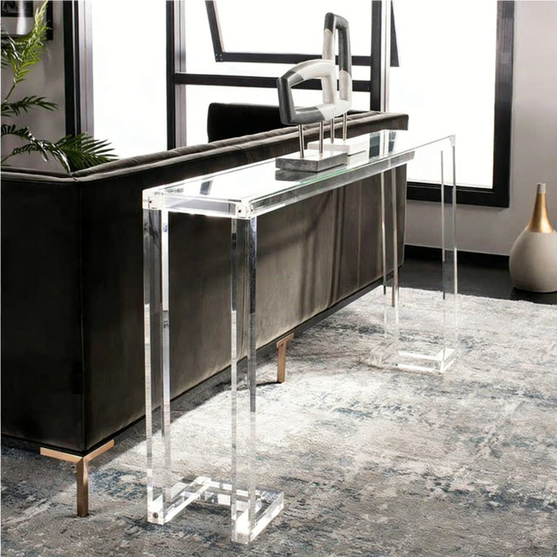 Console simple et transparente en verre acrylique, H 31,5 po x l 55,12 po x P 11,81 po