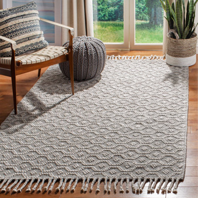 Tapis gris en viscose / laine tissé à la main Natura