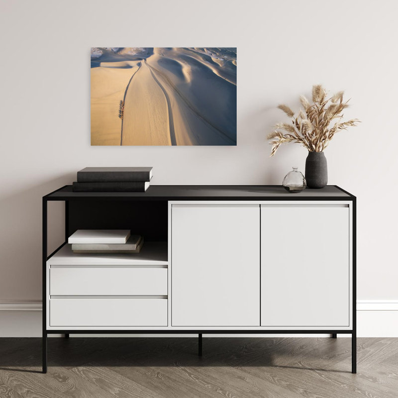 " Camel Caravan Desert Dunes Abstract Contemporary Landscape Nature Wall Art Print " Print, H 16 po x l 24 po