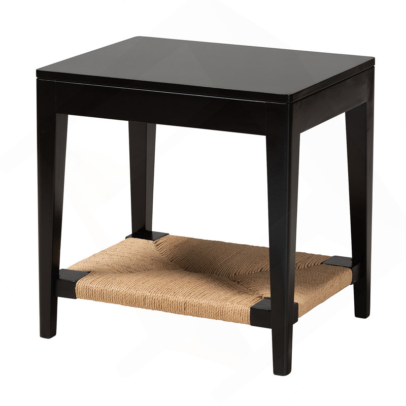 Table de bout en bois avec une tablette ouverte