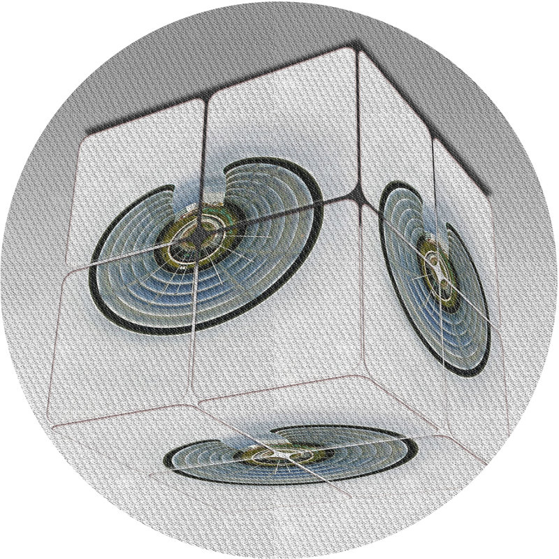 Tapis zone grise à motifs, Rond 8 pi