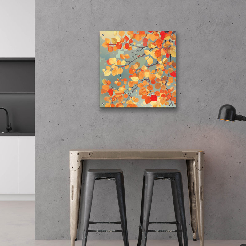 «Autumn Leaves In Sunlight», art mural en verre acrylique, H 24 po x l 24 po x P 0,2 po