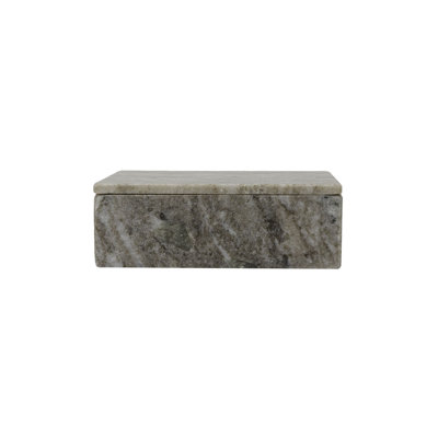 Foreside Home & Garden Beige Marble Box with Lid