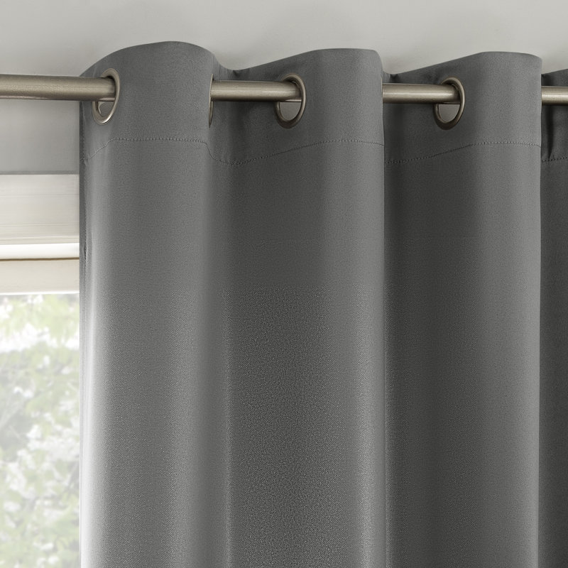 Gheorghi Magnetic Closure Room Darkening Grommet Curtain Panel Pair, Gray, 54" W x 96" L