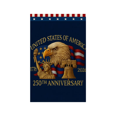 Broderie aigle Liberty Bell Jour de l'Indépendance or 30 x 45 cm / (12 po x 18 po) drapeau décoratif chalet véranda