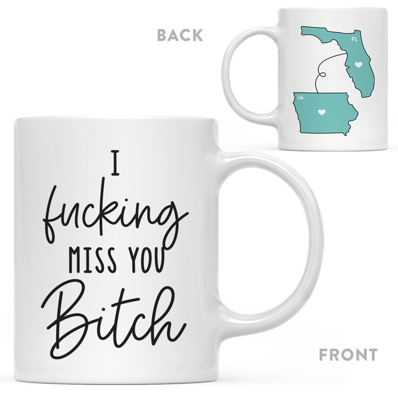 Handmade Ceramic Porcelain Coffee Mug Teacup and Saucer, Florida And Iowa