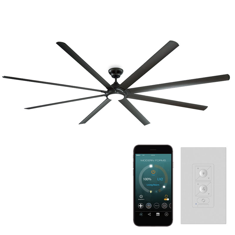 Hydra 8 - Blade Outdoor LED Smart Standard Ceiling Fan with Wall Control and Light Kit Included, Works With Alexa and iOS or Android App