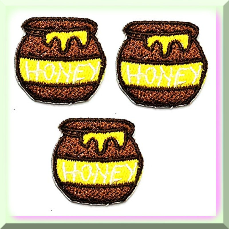 Mini Brown Honey Jar Bee Embroidered Patch Set (3)