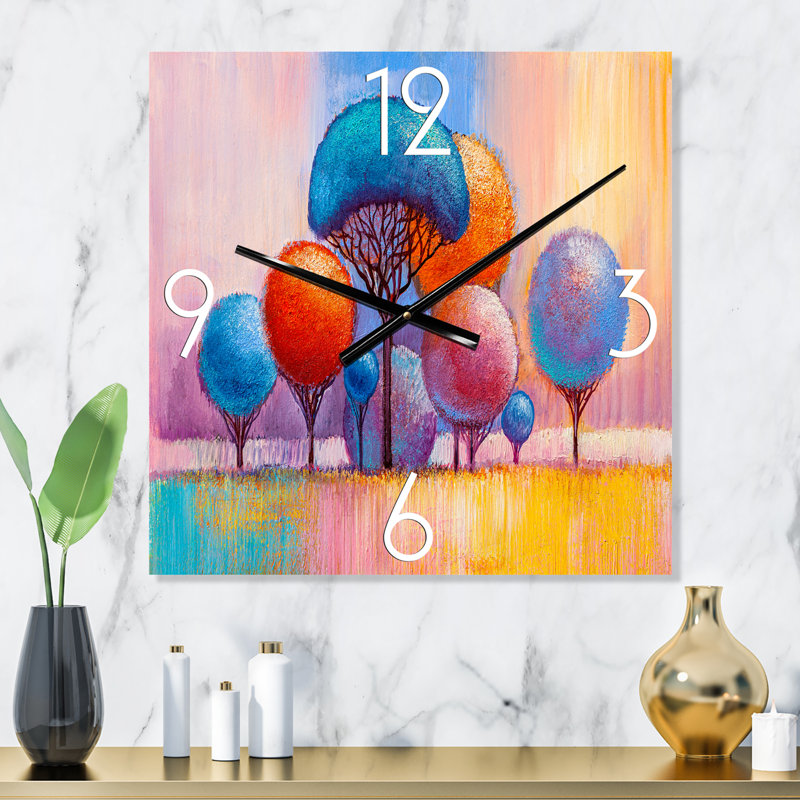 Autumn Fantasy Trees II - Horloge murale moderne, Grand