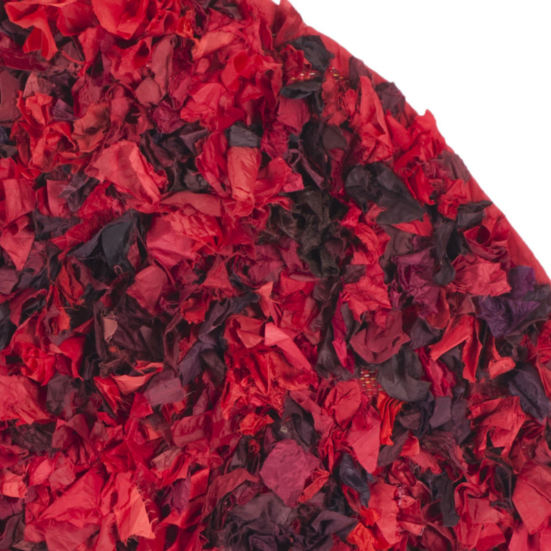 Godsey Handmade Shag Red Area Rug, Round 4'