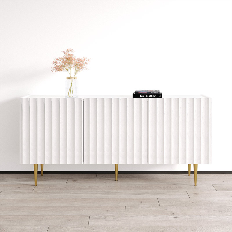 Rillie 63" Sideboard with High Gloss Finish, White