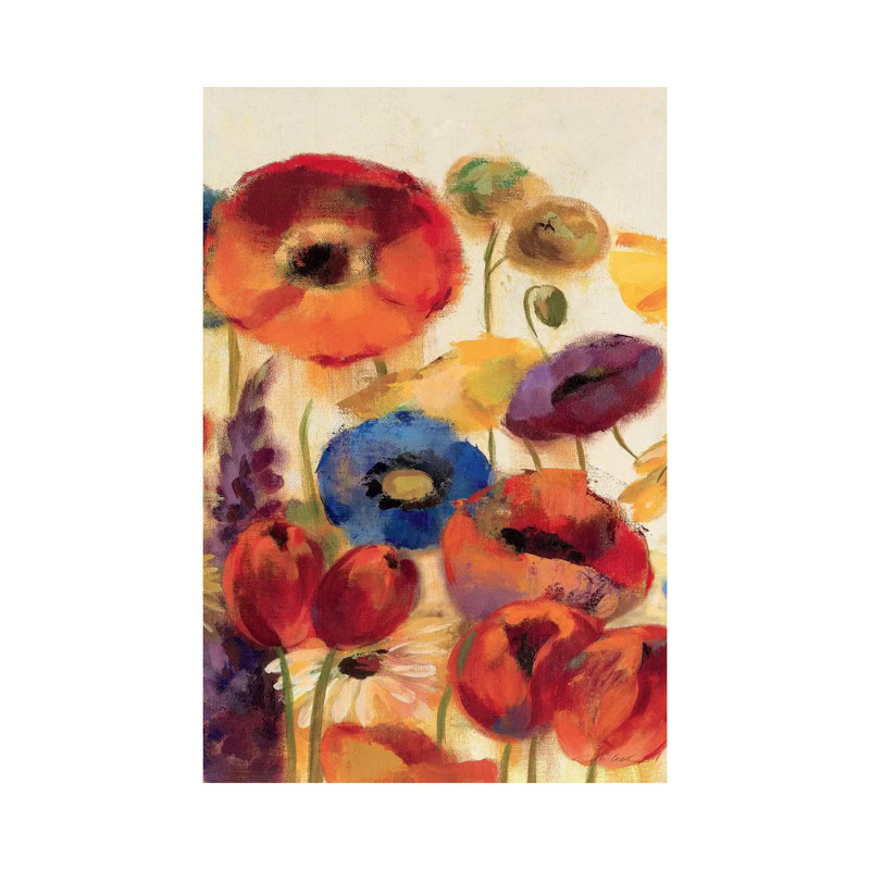 «Joyful Garden Panel II» par Silvia Vassileva - reproduction d'art, H 40 po x l 26 po x P 1,5 po, Toile tendue, Aucun mat