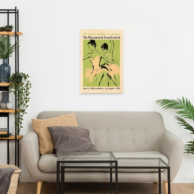 Affiche murale vintage élégante et classique représentant des danseuses de ballet, 24" H x 16" W