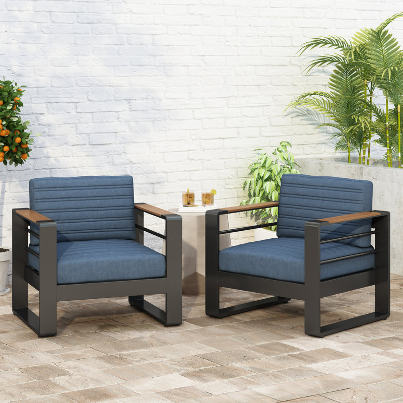 Chaise de patio avec coussins, Bleu