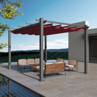 Atlantics Outdoor Retractable Pergola with Sun Shade Canopy