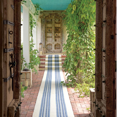 Kit Kemp x Annie Selke Road Runner Blue Handwoven Indoor/Outdoor Rug