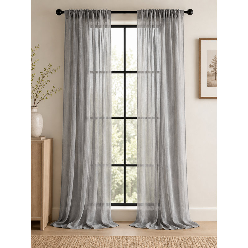 Belarmino Semi Sheer Curtain Single Panel, 54" x 96", Gray