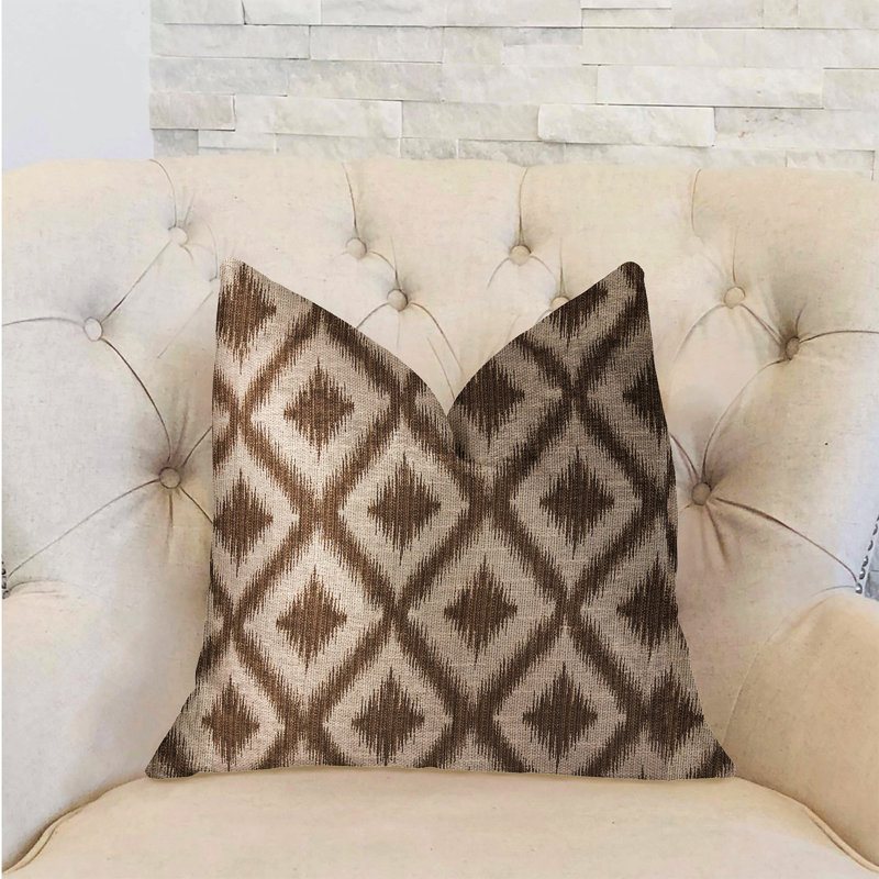 Oreiller de luxe Diamond Brers, 24 po x 24 po, Brun, Coussin de sol