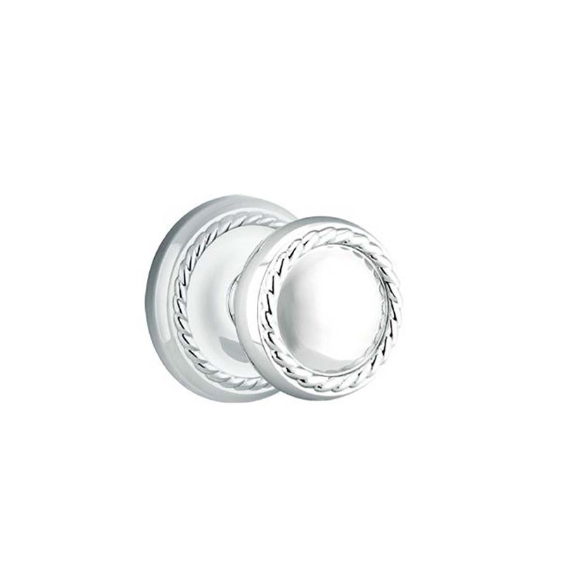 Ensemble de boutons-poussoirs à cylindre simple Emtek avec rosette et bouton de corde Emtek, Chrome brillant