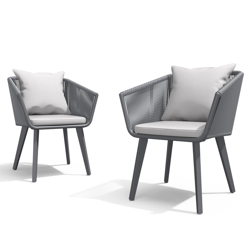 Chaises de salle à manger ergonomiques en acier inoxydable avec coussins (ensemble de 2), 1, Argent