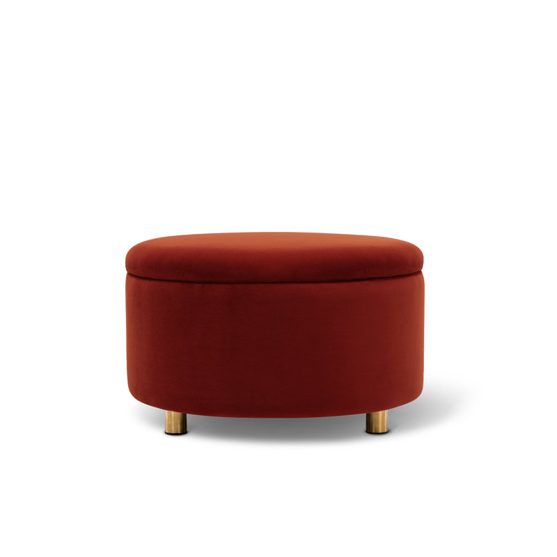 Repose-pieds de rangement rembourré 28 po Caseville, Velours rouille