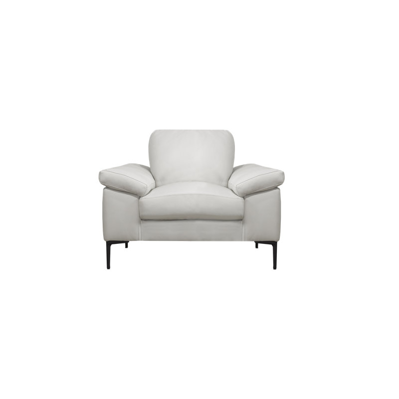 Fauteuil en cuir Dariona, Cuir véritable gris argenté