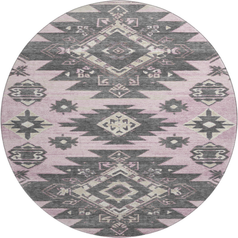 Premium Machine Washable Mayfield AMF1945 Tribal Rug, Round 8'